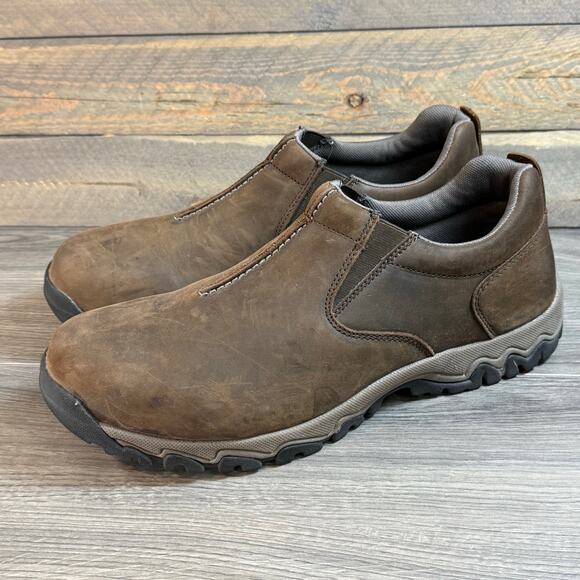 Duluth Wild Boar Leather Smooth Toe Shoe Size 14 Moccasin Slip On Brown Comfort - Picture 3 of 13